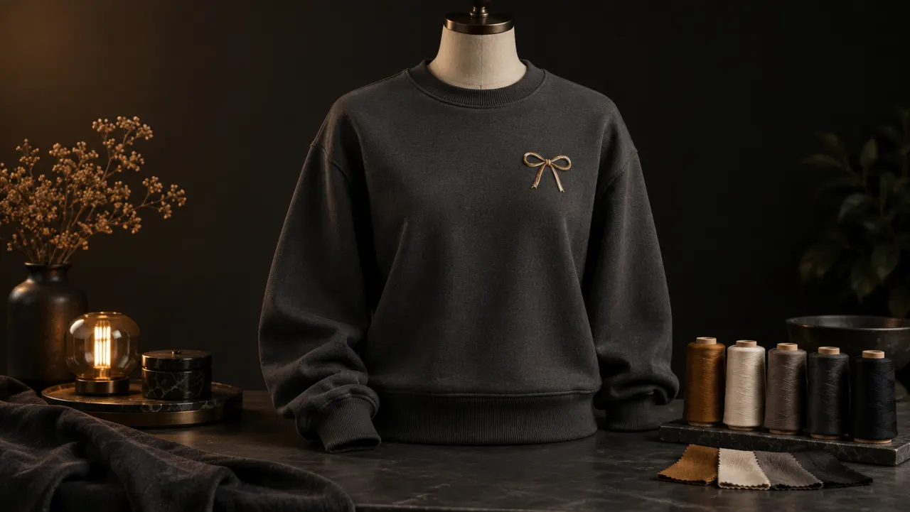 Besticktes Schleifen-Sweatshirt ohne Spruch