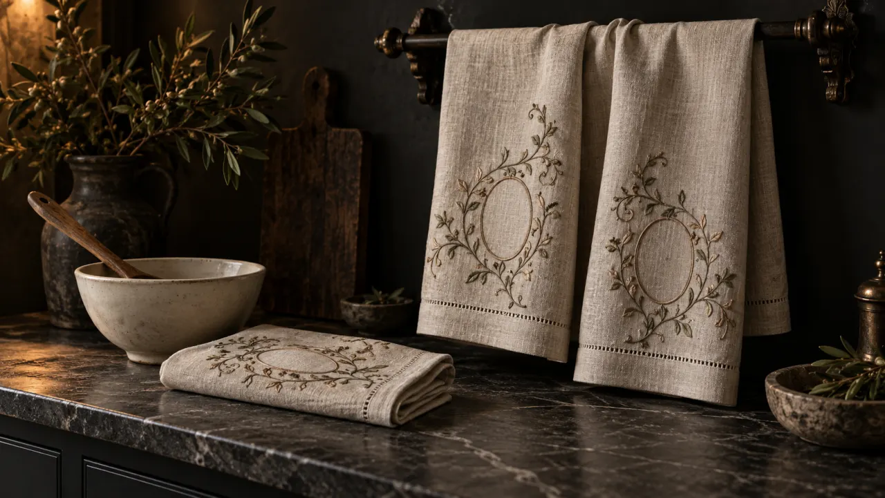 Monogrammed Chateaucore Kitchen Towels