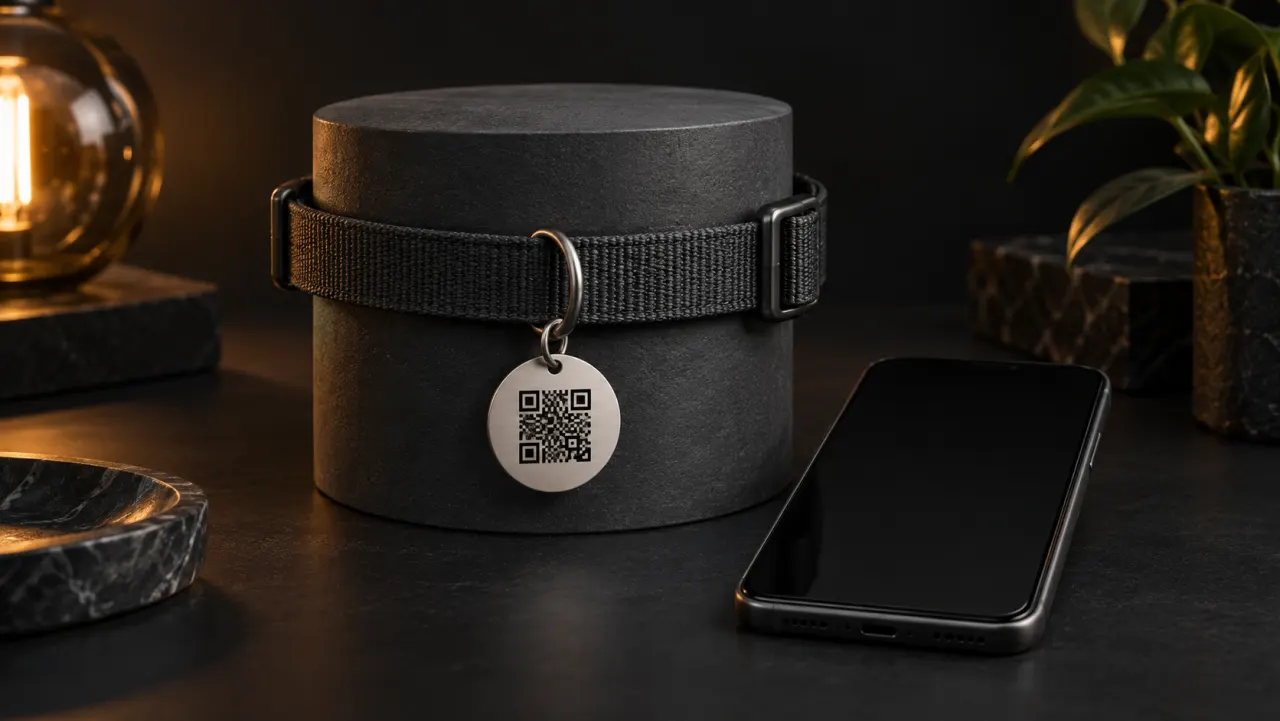 Etsy-Halsbandanhänger mit Kontaktdaten-QR