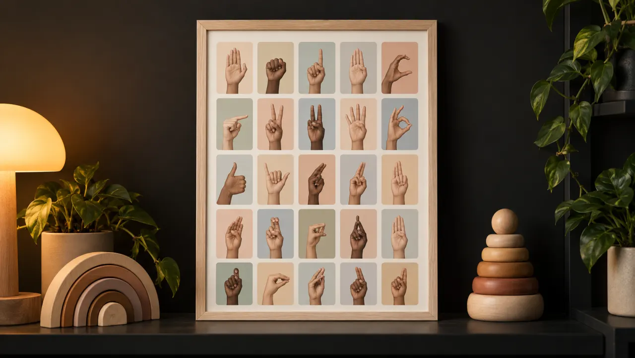 Etsy-Kinderzimmerposter mit Gebärdenalphabet